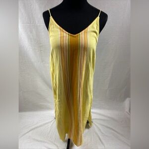 O'Neill  sleeveless Maxi dress Side Slit Yellow Stripes Small Sunny